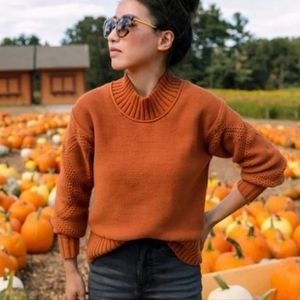 Everlane Rust Orange Cable Cotton Sweater sz L